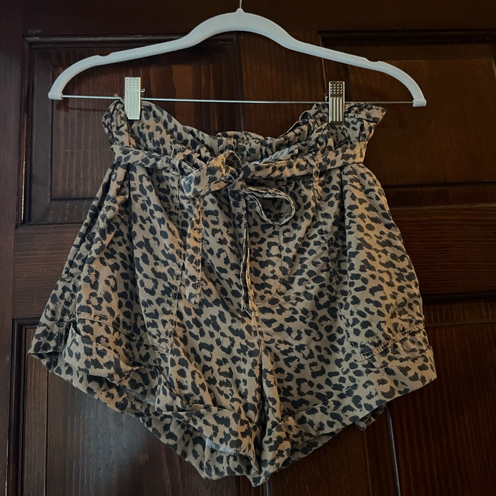 Cheetah Print Paper-Bag Shorts